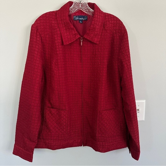 Susan Graver Jackets & Blazers - Susan Graver Iridescent Textured Jacket with Two Front Pockets, Size XL